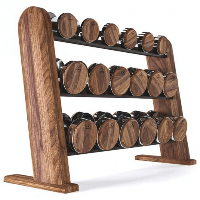 5kg - 25kg Walnut Dumbbell Set with Rack